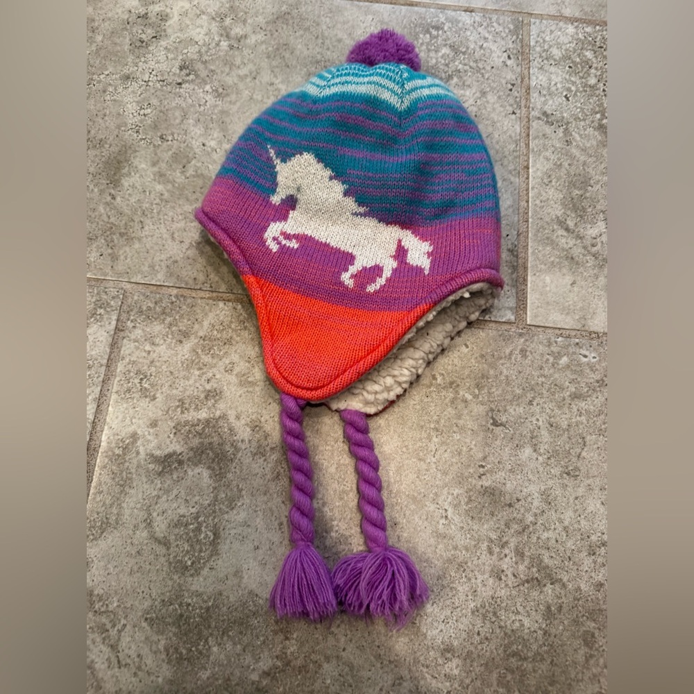 Lands' End Multicolor Unicorn Knit Hat
